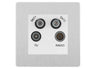BG Evolve Brushed Steel TV/FM/2x SAT Quadplex Socket – White Insert by British General (BG-PCDBSTVFMSAT2W)