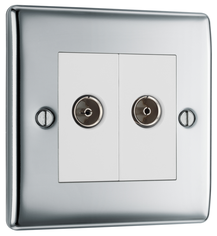 NPC61 Front - This coaxial socket from British General has 2 connection points for TV or FM aerial connections.