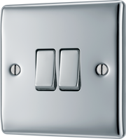 BG NPC42 Nexus Metal Polished Chrome 2 Gang 10A 10AX 2 Way Plate Switch by British General (BG-NPC42-Shopify-SA_1)