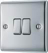 BG NPC42 Nexus Metal Polished Chrome 2 Gang 10A 10AX 2 Way Plate Switch by British General (BG-NPC42-Shopify-SA_1)