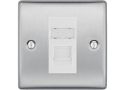 BG Nexus Metal Brushed 1 Gang RJ45 Data Socket NBSRJ451 White Insert by British General (BG-NBSRJ451W)