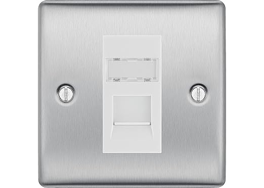 BG Nexus Metal Brushed 1 Gang RJ45 Data Socket NBSRJ451