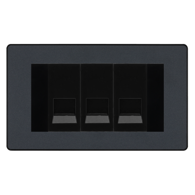 BG Evolve Matt Grey 3 Gang Master Telephone Socket, Screw Terminal - Black Insert by British General (BG-PCDMGBTMS3B)
