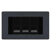 BG Evolve Matt Grey 3 Gang Master Telephone Socket, Screw Terminal - Black Insert by British General (BG-PCDMGBTMS3B)
