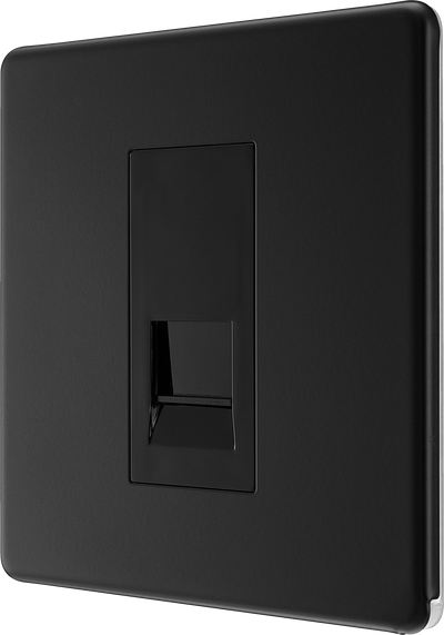 BG Nexus Flatplate Screwless Matt Black Secondary Slave Telephone Socket FFBBTS1 by British General (BG-FFBBTS1-1)