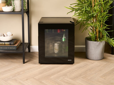 Corby Eton 20L Glass Minibar in Black with Black interior - UK Plug