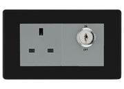 BG Screwless Matt Black 13A Double Pole Key Controlled Socket – Grey Inserts by British General (BG-FFBKYSWSG)