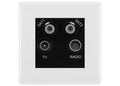 BG White Moulded TV/FM/2x SAT Quadplex Socket – Black Insert