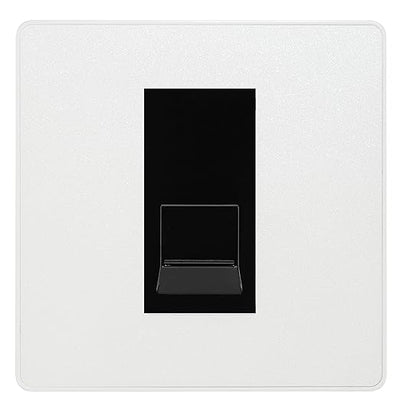 BG Evolve Pearlescent White Single RJ11 Telephone Socket PCDCLRJ111 - Black Insert by British General (BG-PCDCLRJ111B)