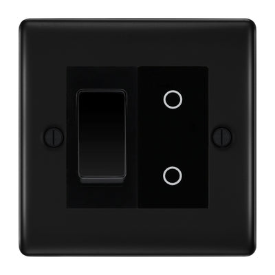 BG Matt Black 2G Custom Switch 1x 2 Way Switch 1x Secondary Touch Dimmer Black Inserts by British General (BG-NEXUS-MB-2G-1x-2WAY-SWITCH-1x-STD-BI)