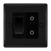 BG Matt Black 2G Custom Switch 1x 2 Way Switch 1x Secondary Touch Dimmer Black Inserts by British General (BG-NEXUS-MB-2G-1x-2WAY-SWITCH-1x-STD-BI)
