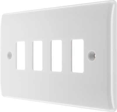 BG R84 Nexus Grid | White | Moulded 4 Module Front Plate by British General (BG-R84)