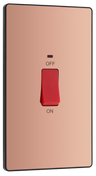 BG Evolve PCDCP72B Polished Copper 45A 2 Pole Large Plate LED Switch - Black Insert by British General (BG-PCDCP72B-Shopify-SA_1)