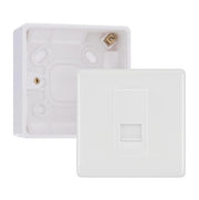 BG White Moulded Single RJ11 Telephone Socket Euro Module with 32mm Back Box - White Insert by British General (BG-EMRJ11W-1G-32)