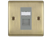 BG Nexus Antique Brass Single 1 Gang RJ45 Data Socket NABRJ451G Grey Insert by British General (BG-NABRJ451G)
