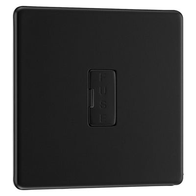 BG Screwless Matt Black 13A Unswitched Fused Connection Unit FFB54 with 25mm Steel Back Box