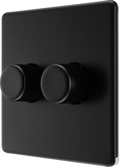 BG FFB82-01 2 Gang 2 Way 200w Dimmer Matt Black by British General (BG-FFB82-1)