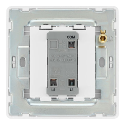 BG Evolve Brushed Steel 2 Way Single Edge to Edge Rocker Switch PCDBS12EW with 35mm Steel Back Box