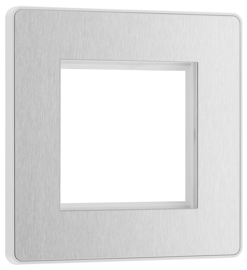 BG PCDBSEMS2W Brushed Steel Evolve 2 Euro Module Front Plate - White Insert