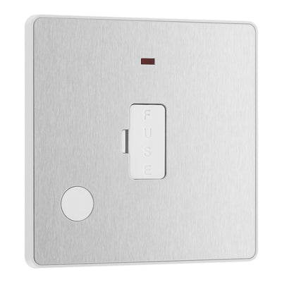 BG Evolve Brushed Steel 13A Flex Outlet Neon Unswitched Fused Connection Unit PCDBS54W with 35mm Steel Back Box
