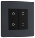 BG Evolve PCDMGTDM2B Matt Grey 2 Gang 200W Edge Dimmer - Black Insert