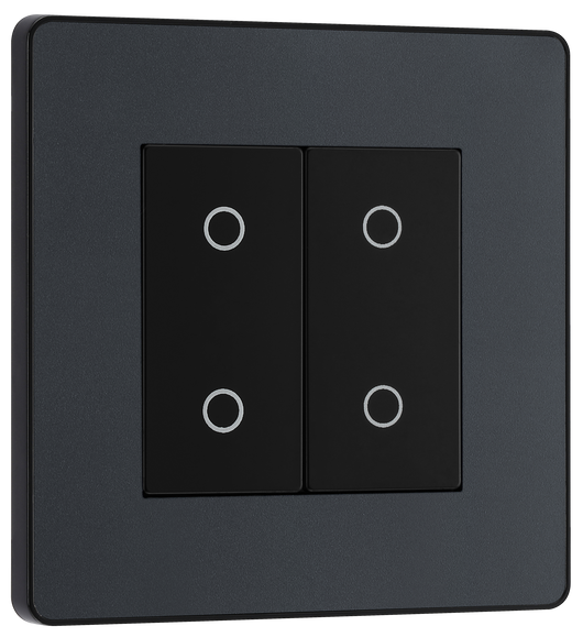 PCDMGTDM2B Front - This Evolve Matt Grey double master trailing edge touch dimmer allows you to control your light levels and set the mood.