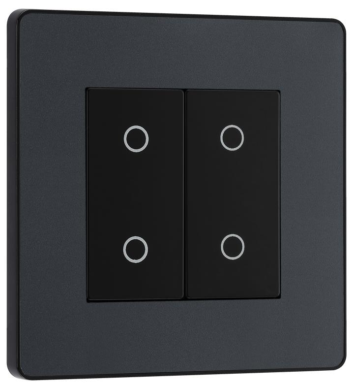 PCDMGTDM2B Front - This Evolve Matt Grey double master trailing edge touch dimmer allows you to control your light levels and set the mood.