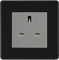 BG Flatplate Screwless Matt Black 13A Unswitched Socket FFB23G