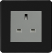 BG Flatplate Screwless Matt Black 13A Unswitched Socket FFB23G by British General (BG-FFB23G)