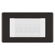 BG Screwless Black Nickel 3 Gang Secondary Telephone Socket, Screw Terminal - White Insert by British General (BG-FBN3GEMBTSSW)