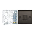 BG Nexus Metal Black Nickel 20A 16AX 2 Way Double Light Switch NBN42 with 35mm Steel Back Box