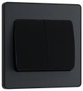 BG PCDMG42WB Matt Grey Evolve 2 Gang 20A 16AX 2 Light Switch-Black Insert
