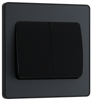 BG PCDMG42WB Matt Grey Evolve 2 Gang 20A 16AX 2 Light Switch-Black Insert by British General (BG-PCDMG42WB-Shopify-SA_1)
