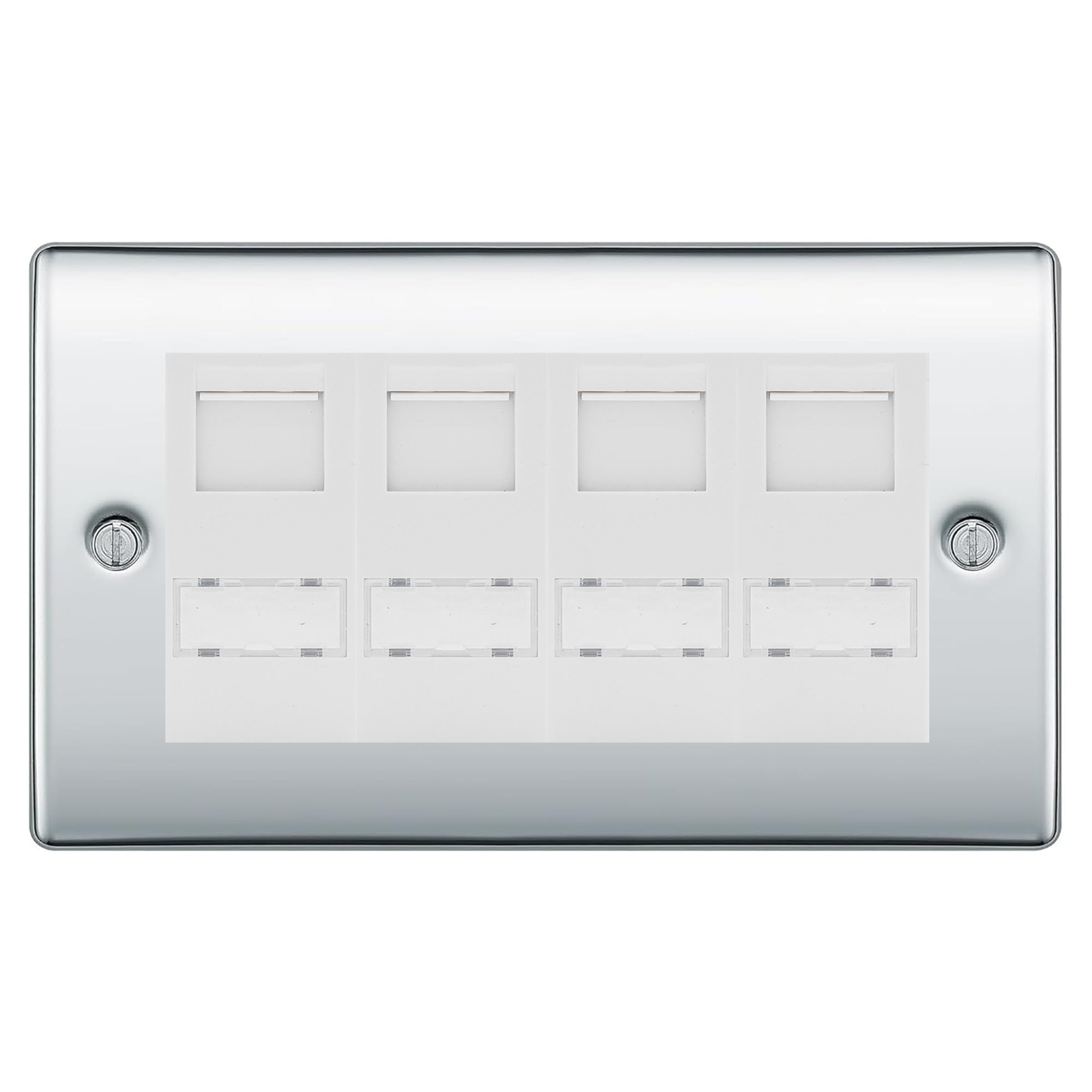 BG Nexus Polished Chrome 4 Gang RJ45 Cat5e Data Socket Wh...