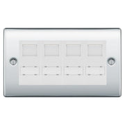 BG Nexus Polished Chrome 4 Gang RJ45 CAT6 Data Socket White Inserts by British General (BG-NPCRJ454C5EW)
