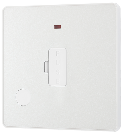 BG PCDCL54W Pearlescent White Evolve 13A Flex Outlet Neon Unswitched Fused Spur Unit - White Insert