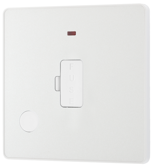 PCDCL54W Front - This Evolve pearlescent white 13A fused and unswitched connection unit from British General provides an outlet from the mains containing the fuse, ideal for spur circuits and hardwired appliances.