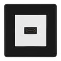 BG Nexus Flatplate Screwless Matt Black 1 Gang HDMI Socket White Insert