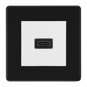 BG Nexus Flatplate Screwless Matt Black 1 Gang HDMI Socket White Insert by British General (BG-FFBEMS2+EMHDMIW)
