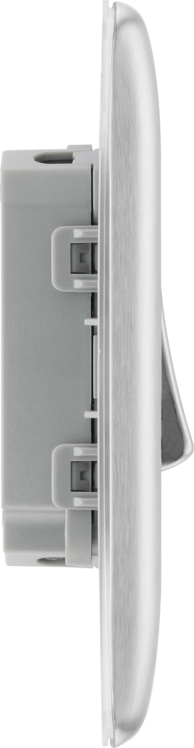 BG NBS42 Nexus Metal Brushed Steel 2 Gang 10A 10AX 2 Way Plate Switch