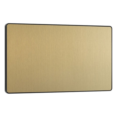 BG Evolve Satin Brass 2 Gang Double Blank Plate PCDSB95B with 25mm Steel Back Box