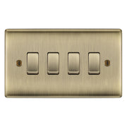 BG Nexus Antique Brass 4 Gang Switch 1x Intermediate 3x 1 or 2 Way Custom Grid by British General (BG-NEXUS-AB-4G-CUSTOM-1x-INT-3x-2WAY-SP)