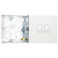 BG Evolve Pearlescent White 20A 16AX 2 Way Double Light Switch PCDCL42W with 25mm Steel Back Box