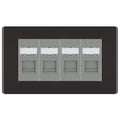 BG Screwless Black Nickel 4 Gang RJ45 Cat6 Data Socket Outlet Grey Inserts