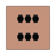 BG Evolve Polished Copper 6 Gang Trailing Edge LED Dimmer Light Switch 2 Way Custom Switch by British General (Evolve-PC-CUSTOM-6GANG-6xDIMMER- 2WAY)