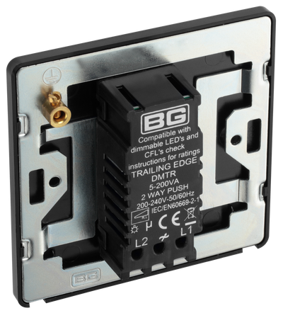 BG Evolve PCDSB81B Satin Brass 1 Gang 200W Switch-Black Insert