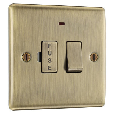 BG Nexus Antique Brass 13A Neon Switched Fused Connection Unit NAB52 with 35mm Steel Back Box