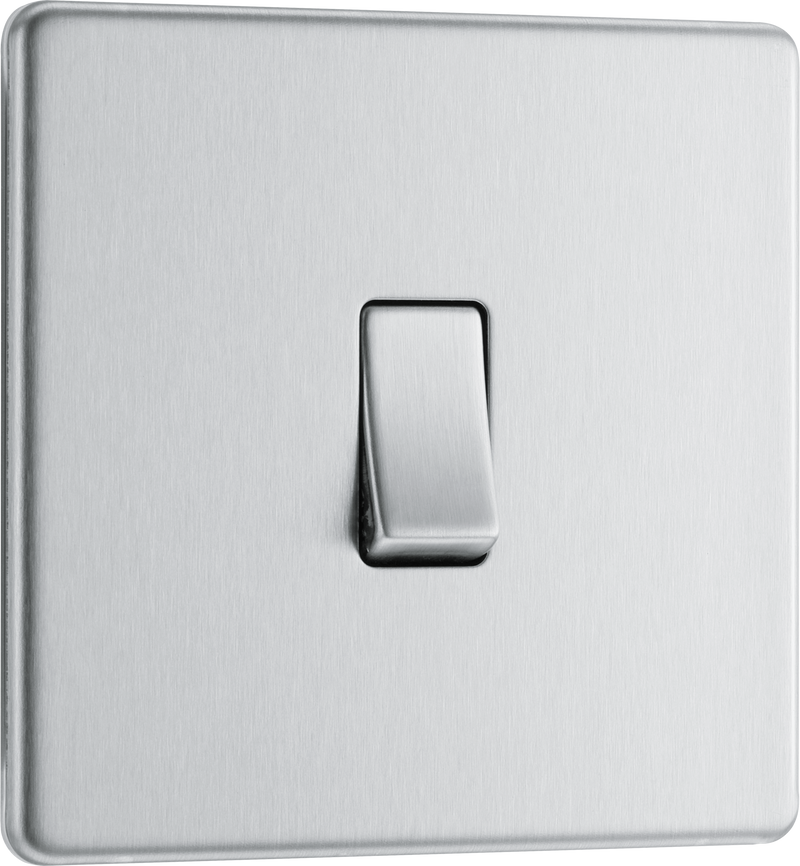 BG Electrical FBS13 Nexus Screwless Flat-Plate Single Intermediate Light Switch Brushed Steel 10A