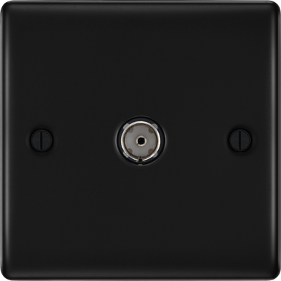 BG NFB60 Nexus Metal Matt Black 1 Gang TV or FM Coaxial Aerial Connector