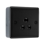 BG Nexus Matt Black 5A Unswitched Round Pin Socket with Surface Pattress Back Box by British General (BG-NFB29B+MC501-01)